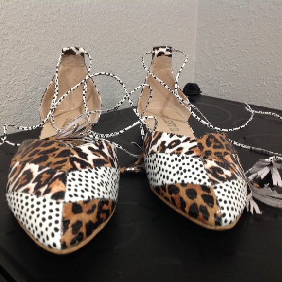 NWOB Anthropologie Silent D animal print leather flats 40 - Picture 1 of 6